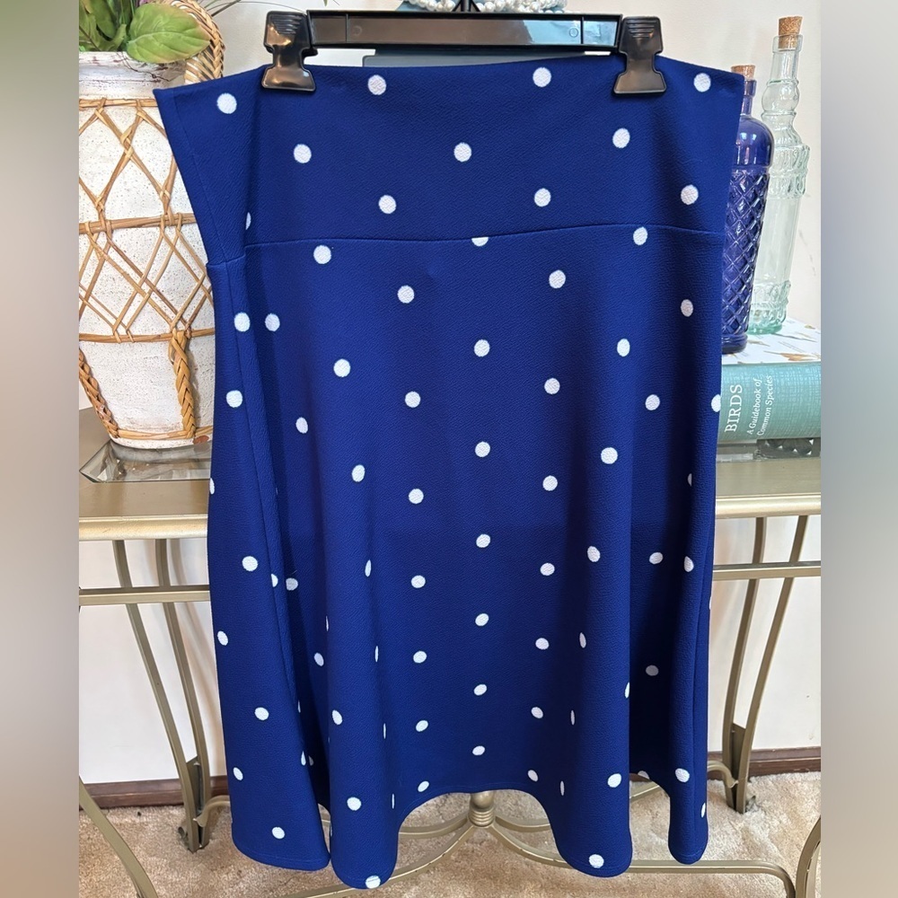 LuLaRoe Blue & White Polka Dot Skirt Flared Comfortable Wide Band Size 2XL - Picture 2 of 5